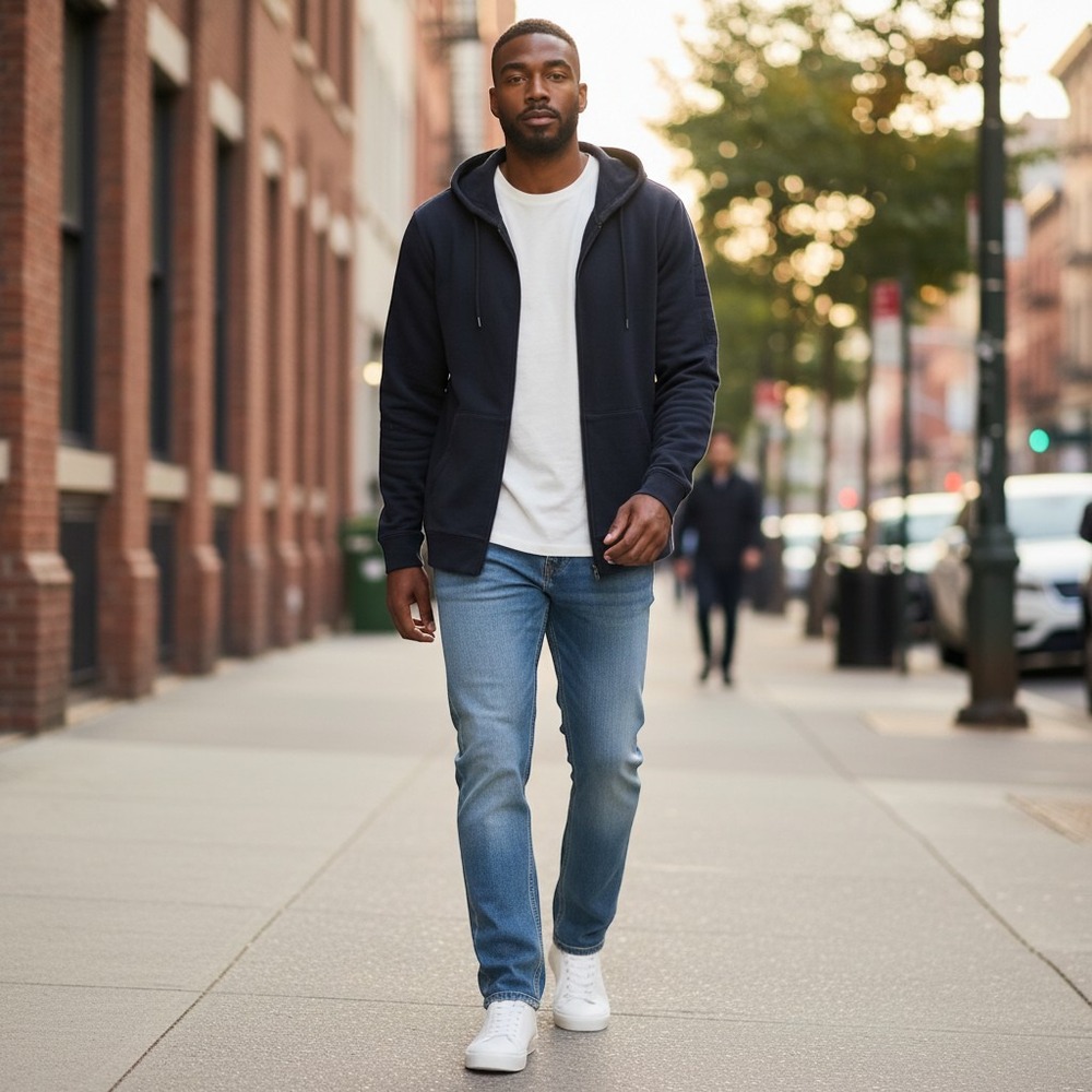Lululemon Mens City Sweat Full Zip Hoodie Navy Blue‎ Eventup Logo M M3250S